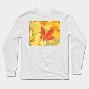 Autumn illustration with colorful fallen leaves Long Sleeve T-Shirt